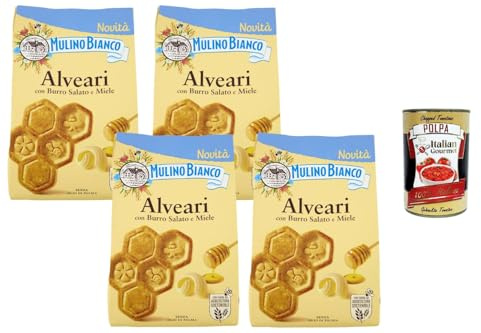 Italian Gourmet Bundle Butterkekse mit gesalzener Butter und Honig 4 x 300 g + Italian Gourmet Polpa, knusprige italienische Kekse, 1200 g Vorratspack