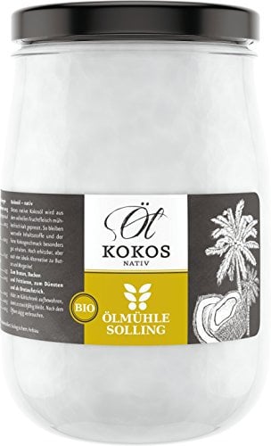 ÖLMÜHLE SOLLING - BIO Kokosöl | 100% natives Bio-Kokosnussöl | Ideal geeignet zum Braten, Backen und Frittieren, als Haut-& Haarpflege sowie für Hunde und Katzen | Inhalt: 1 L