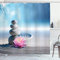 ABAKUHAUS Lotus Blume Duschvorhang, Meditation Harmony, Stoffliches Gewebe Badezimmerdekorationsset mit Haken, 175 x 180 cm, Blau Grau Rosa
