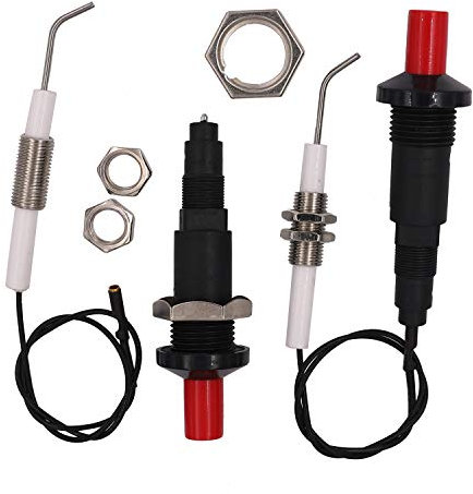 METER STAR Gas Grill/Range/Heater/Grill Igniters,Push Button Piezo Igniter with Threaded Universal Ceramic Electrode Ignition Spark Plug Wire Long 30cm Electronic Device Set of 2