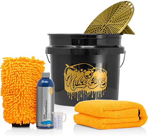 detailmate Set Handwäsche: GritGuard Wascheimer 3,5 GAL + Grit Guard Einsatz + Liquid Elements Orange Baby XL Trockentuch + Koch Chemie NanoMagic Autoshampoo 750ml + Waschhandschuh + Messbecher
