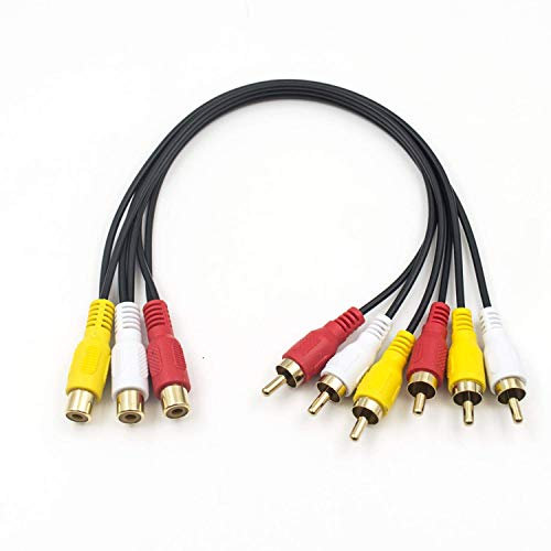 Duttek Cavo splitter RCA, 3 RCA femmina a 6 RCA maschio spina RCA Y splitter prolunga audio video AV cavo adattatore 30 cm