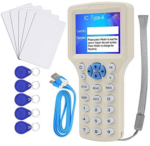 CIFY Copiadora/programadora de Tarjetas HID ID IC, Lector NFC, 10 Frecuencias 125 KHz 13,56 MHz RFID Access Writer/Reader/Duplicador, con Interfaz USB, 10 Tarjetas T5577 / UID gratuitas