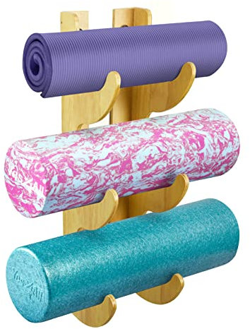 Yes4All Wandhalterung aus Holz für Schaumstoffrollen/Yogamattenhalter zur Aufbewahrung von Heim-Fitness-Zubehör und Dekoration