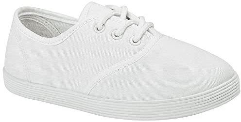 Stylo Online Pe Pumps Boys Girls Unisex Adult Kids Children Back to School Pe Pump Gym Sports Trainers P.E. Pumps Plimsolls Shoes Gusset Plimsoles Trainers(Lace Up White Kids 13)