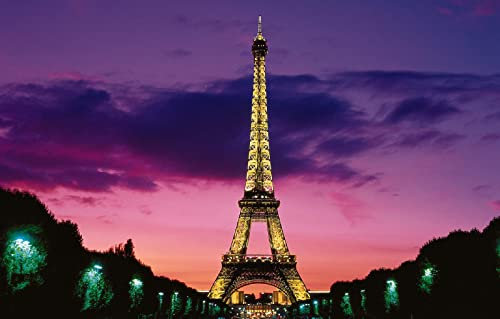 LHJOYSP Puzzel für Erwachsene 1000 Teile Stadt Paris beleuchtet Eiffelturm 75x50cm