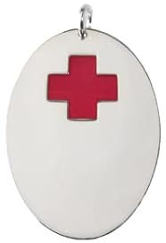 Colgante alerta médica en plata de ley y esmalte.