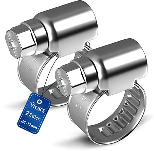VIOKS Fascette stringitubo per piscina, 2 x 8-12 mm Ø 9 mm di larghezza, fascette stringitubo, set di fascette per tubo dell'acqua, lavatrice, piscina/morsetto per tubo flessibile