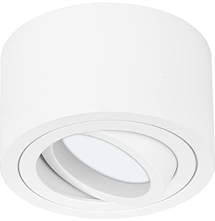 TEVEA Premium Dimmbar Deckenleuchte Aufbauspot Flach | Led Modul IP44 230V 5W Dimmbar austauschbar | Deckenspot auch fürs Bad (Weiss - Warmweiss)
