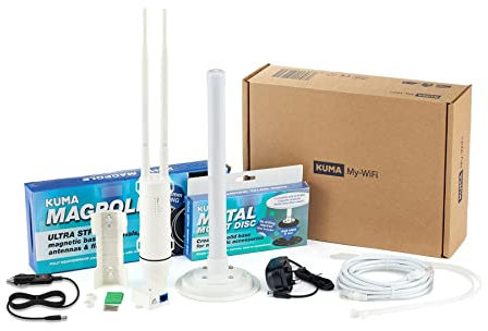 KUMA My Wifi Booster Range Extender - 600Mbps Outdoor Wi-Fi Extender Signal Amplifier - Dual Band Wi Fi Repeater Range Extender - Wireless WiFi Boosters for Caravan Motorhome Boat - 12v DC + 240v AC