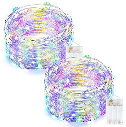 Flaspar Luci Leggiadramente LED, 16.5FT 50 LED Multi Colore String Lights, LED Lights per la Decorazione dell'Interno della Camera da Letto del Ringraziamento di Natale, 2 Pezzi