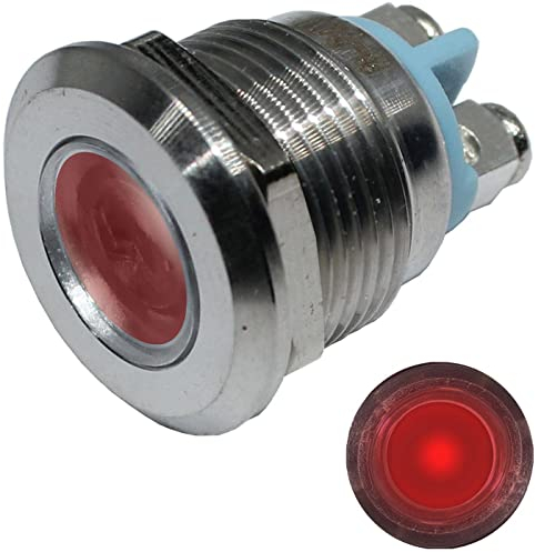 Lumonic LED Kontrollleuchte 22mm Rot aus Edelstahl I Signalleuchte mit Schraubanschluss - IP67 I Signallampe für Auto mit 6V, 12V & 24V LED Spannung