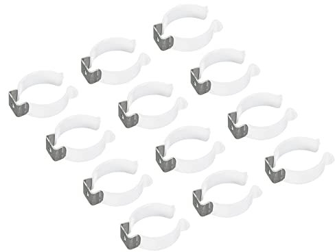 Sourcing Map T12 U Clips Bracket for LED Light Bulb Mounting Bracket Support Stainless Steel Fluorescent Tube Pipe Clamps Spring Holder Tool Clips, White Pack of 12