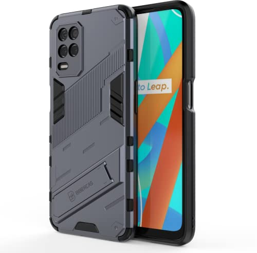 EASSGU Hülle für Realme 8 5G / Realme Narzo 30 5G (6.5 Inches), mit Kickstand PC Silikon Stoßfester Armor Handyhülle - Grau