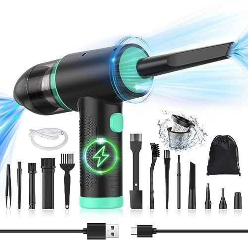 2 in 1 Aspirapolvere Per Computer e Elettrico Rimuovi Polvere,90000RPM Aria Compressa Senza Fili spray e 12Kpa Mini Aspirapolvere (3 Velocità, 7000mAh,Con Luce a LED) perTastiera,PC,Pulizia Casa,Auto