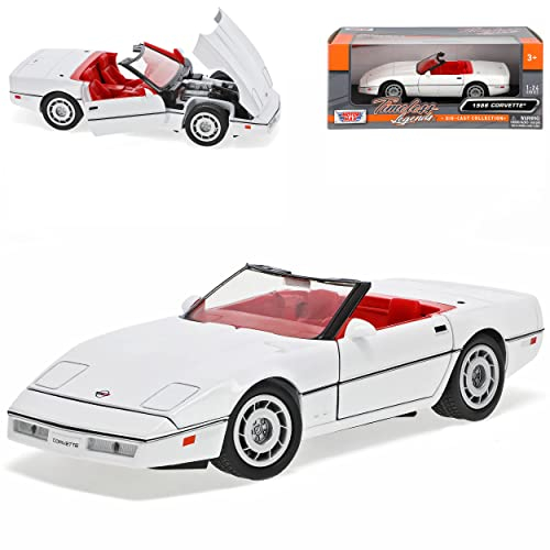 Motormax Chevrolet Corvette C4 Cabrio Weiss 1983-1996 1/24 Modell Auto mit individiuellem Wunschkennzeichen