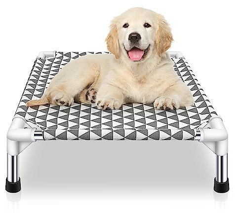 Kuntrust Lit surélevé rafraîchissant pour Chien de Petite Taille - Lit surélevé et Durable avec Pieds en Caoutchouc antidérapant, Tissu Double Couche (Taille S)