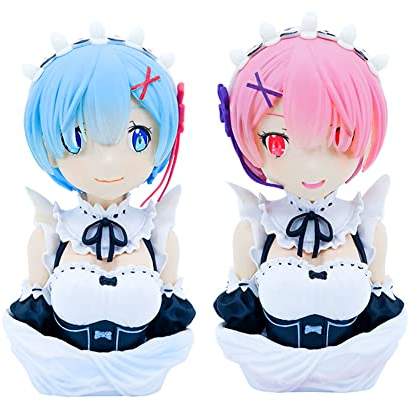 Zhongkaihua REM/Remu RAM/Ramu Anime Figur 16,5 cm PVC Büste Figur Modell Statue Merch Collection Dekoration Geschenk für Anime Fans