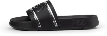 Fila Morro Bay Logo Slipper Wmn, Sandali scorrevoli Donna, Black Silver, 41 EU