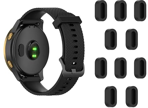 Panlouting 10 Stück Staubschutzstecker, Silikonschutz Staubkappe für Ladeanschluss für Garmin Forerunner/Fenix/Instinct/Tactix/Enduro/Epix/Venu/Vivomove (Schwarz)