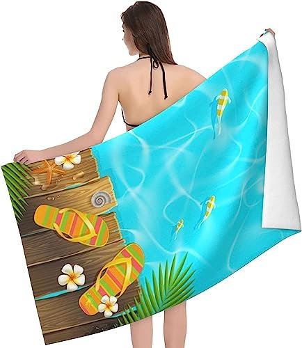 Buohwiwe Hawaii-Urlaub Strandtuch 80x160 cm, Weich Schnell Trocknen Microfaser Handtücher, 3D Strandhandtuch Hawaii-Urlaub Strandtücher Badetuch Strandlaken Handtuch Herren Frauen Badetücher