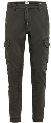 camel active Herren Tapered Fit Cargo in Jersey-Optik Dunkelgrün, menswear-33/32