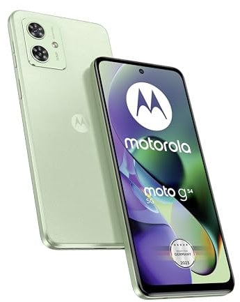 Motorola Mobility Moto G54 5G Écran FHD+ 6,5 Double appareil photo 50 MP 8/256 Go 5000 mAh Android 13 Vert menthe (cuir synthétique vegan) avec étui de protection