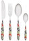 Baroni Home 24 Couverts en Acier Inoxydable, Couverts avec Manche en Résine pour 6 Personnes, Lavable au Lave-vaisselle, Fourchette, Couteau, Cuillère, Cuillère à Café ou Dessert, Fantaisie Baies