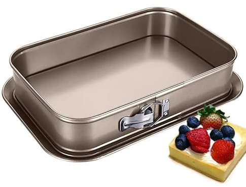 Notcilgias Backform Rechteckig, Springform Kuchenform Viereckig,Käsekuchen-Backgeschirr, Tiramisu Form antihaftbeschichtet, schnittfest, Kuchenform eckig (Gold)