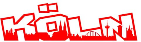 skyline4u Autoaufkleber Köln Aufkleber Schriftzug Skyline 25 x 7,1cm hellrot