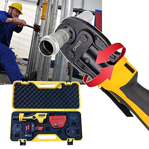 NOALED Kit pressa per Tubi Idraulici, pressa Professionale per Tubi in Rame, con 2 batterie, 3 Ganasce DN15, DN20, DN25, pressa per Tubi Idraulici alimentati a Batteria, serie2