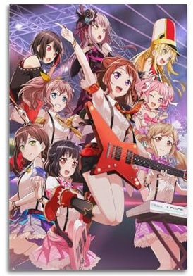 Anime BanG Dream Leinwandposter, Wandkunst, Dekoration, Wohnzimmer, Schlafzimmer, Dekoration, Poster, 30 x 45 cm, ungerahmter Stil