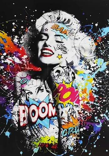KUSTOM ART Bild Serie Star von Hollywood Marilyn Monroe, Version Pop Art, Druck auf Holz, 30 x 21 cm. - Geschenkidee -