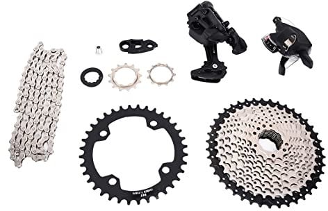 ZAWELIYO A7 Mountainbike 10-Gang-Gruppenset, 1x10-Schalthebel-Umwerfer-Sets, Aluminium-Schalthebel mit 1:1-Technologie, Fahrradkette mit 116L-Abschnitt, 42T-Kassettenzahn für Mountainbikes