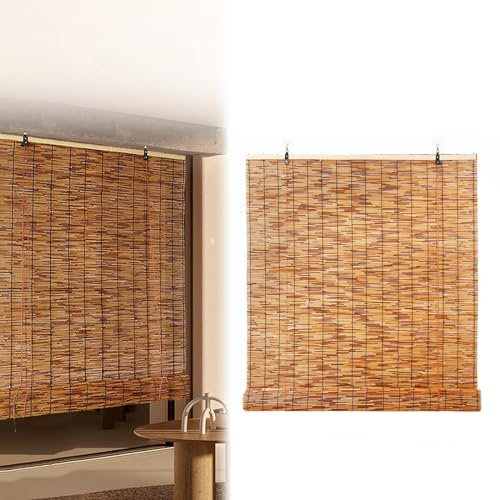 Bambus-Rollo Outdoor Wetterfest 160cm Breit 80x140cm 100x160cm 140x200cm Bambusrollo Jalousien Wasserdicht Natur Schilf Vorhang Fenster Balkon Rollo Bambus Durchscheinend ( Color : 150cm Breit , Size