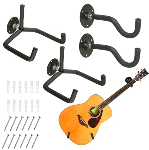 Yumzeco TTCR-II 2 Stück Gitarrenhalter für Die Wand Schräg,Gitarren Wandhalterung Akustik Klassische Gitarren Ständer Wandhalter Gitarrenständer,Gitarrenhalter Wand Display für Gitarre Banjo