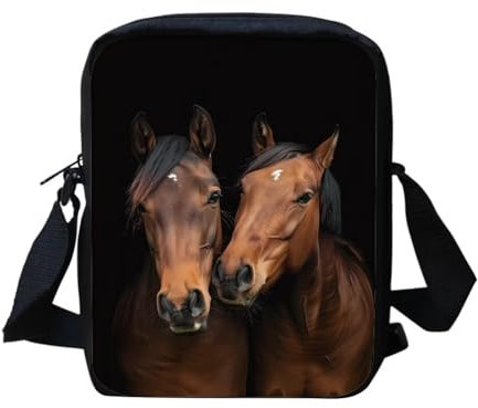 HUGS IDEA Messenger Bag für Damen, Umhängetasche, Handtasche, Clutch, Geldbörse, kleine Crossbody-Tasche mit verstellbarem Schultergurt, pferd, Einheitsgröße