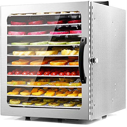 Essiccatore per alimenti a 10 vassoi, snack in acciaio inossidabile, essiccatore per disidratazione, frutta, verdura, erbe, carne
