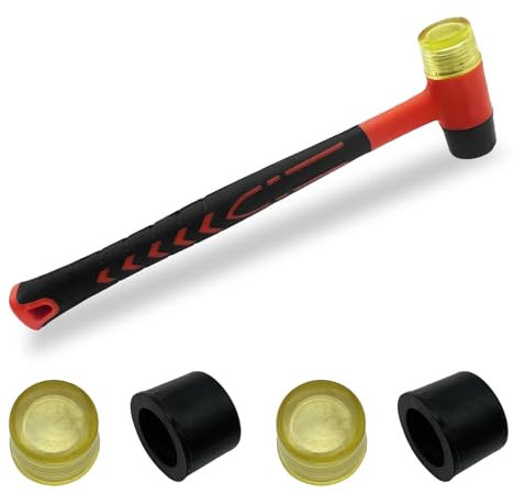 Double-Sided Soft Hammer 25 mm Double Head Hammer Double Head Hammer with Non-Slip Double Head Hammer Mini Rubber Hammer with 2 Replacement Hammer Heads for Wood Plastic Leather Jewellery Crafts