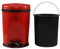 Vadidiya Cubo de basura pequeño con pedal de 7 litros con tapa, cubo de plástico con forro extraíble, contenedor de inodoro para debajo del escritorio, oficina, dormitorio, color rojo