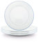 Happy Homewares Premium Set of 4 White Ceramic Side Plates with Elegant Thin Blue Rim - Durable, Stylish Dinnerware for Modern Table Settings
