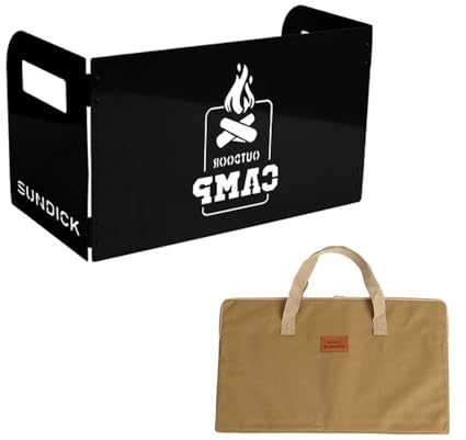 Solinder Parabrezza per fornelli da campeggio paravento per fornelli da esterno pieghevole 3 piastre leggero in acciaio al carbonio