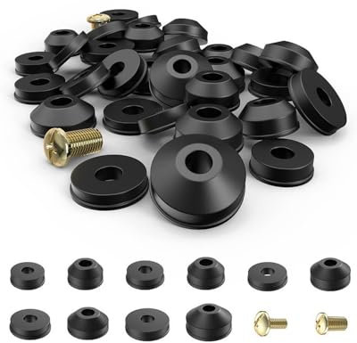 TPZORJX 58 Pezzi Kit rondelle gomma- 28pz Rondelle in Gomma Piatte per Rubinetti 24pz Rondelle Coniche con 6 Viti in Ottone per Rubinetto Riparazione Bagno Cucina(nero)