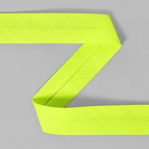 Neon Schrägband, Baumwolle, vorgefalzt, 20 mm breit - 3 Meter, Neongelb