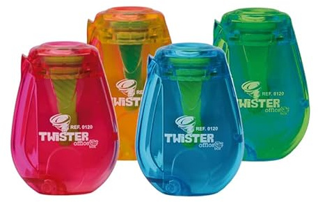 Twister Anspitzer 2 mal schneller mit Behälter und Ratschenmechanismus von Office Box (Packung mit 4 Sortimenten, Standard)