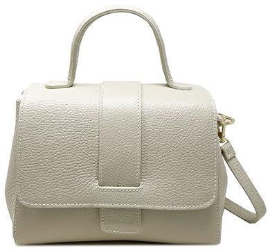 Chicca Borse Borsa a Mano Elegante con Tracolla da Donna in Pelle (Latte)