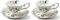 Kaffeetassen mit Untertassen, Cappuccino Tasse Blumen Kaffeebecher Dünnes Porzellan Coffee Cup, 175ML Knochenporzellan Teetassen Mokkatassen Aesthetic Espresso Tassen Set für Frauen, 2 Stück (B)