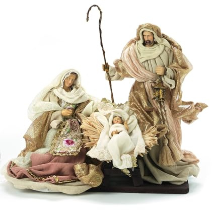 PABEN Weihnachtskrippe aus Stoff und Harz, maximale Höhe 26,5 cm (Nativität)