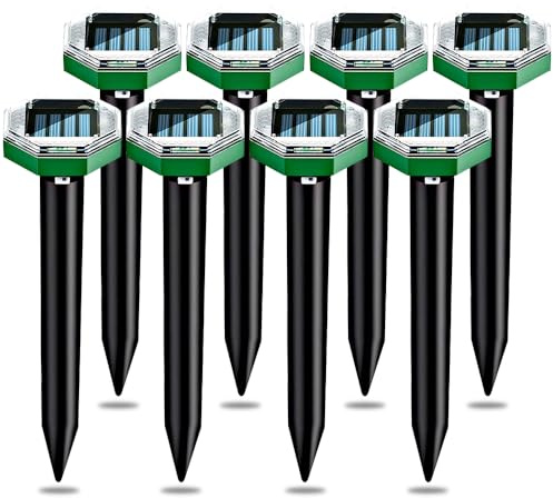 8 Stück Solar Maulwurfschreck, Maulwurf Vertreiber Ultraschall, Ultraschall Maulwurfvertreiber für Mäuse, Solar Maulwurfabwehr, Wühlmausschreck für Maulwurf, Nagetier, Schlange