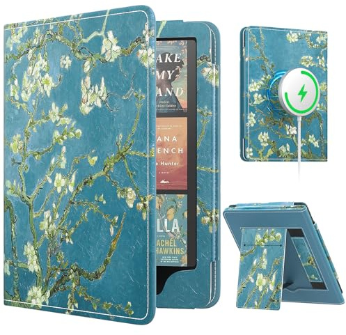 MoKo Étui magnétique pour Kindle Paperwhite (12e/11e gén), Abricot Épanoui | pour Kindle Paperwhite Signature Edition, Compatible avec MagSafe pour iPhone et la Recharge sans fil Samsung/Anker